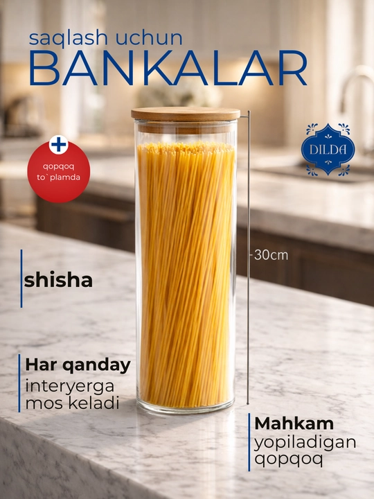 Sochiluvchan mahsulotlar uchun konteyner, shisha banka, 1 dona - 