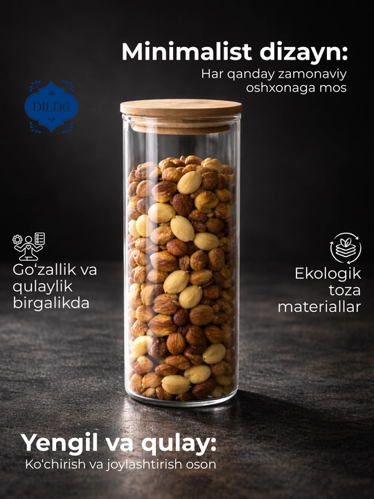 Контейнер для сыпучих продуктов, банка стекло, 1 шт