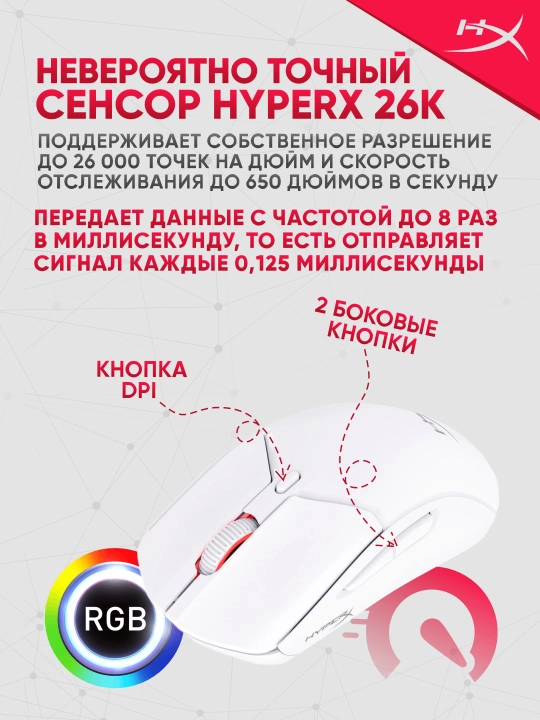 Simsiz o‘yin sichqonchasi HyperX Pulsefire Haste 2 Wireless