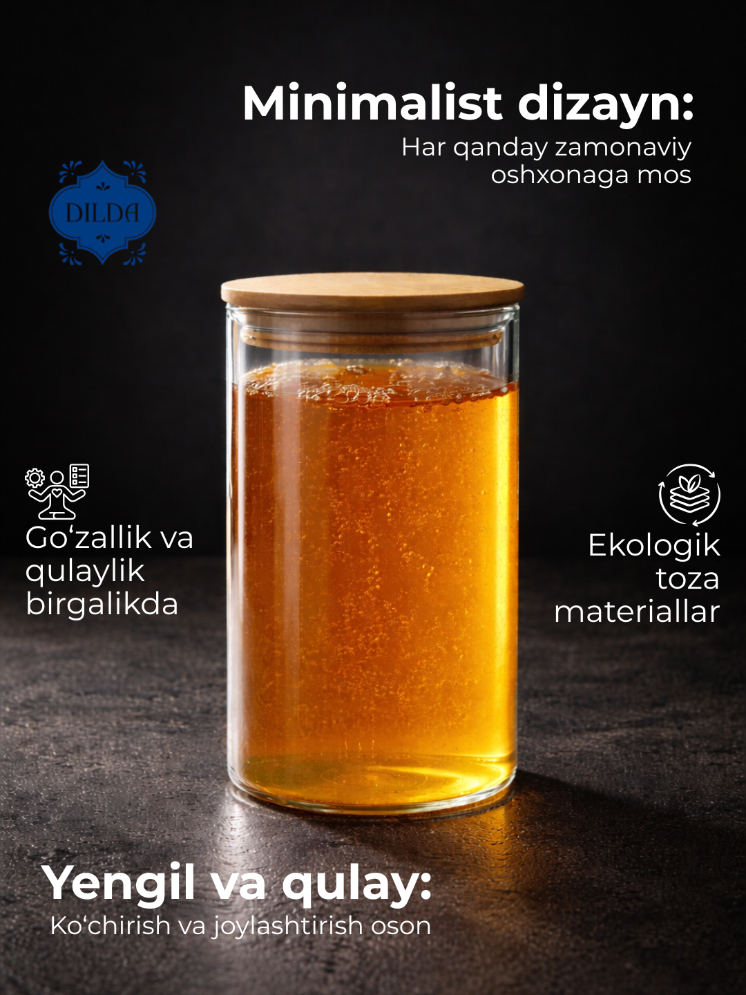 Контейнер для сыпучих продуктов, банка стекло, 1 шт