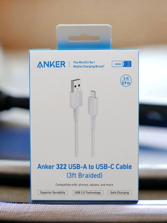 Кабель для быстрой зарядки Anker 322 USB-A → USB-C, 3 ft, быстрая зарядка, белый