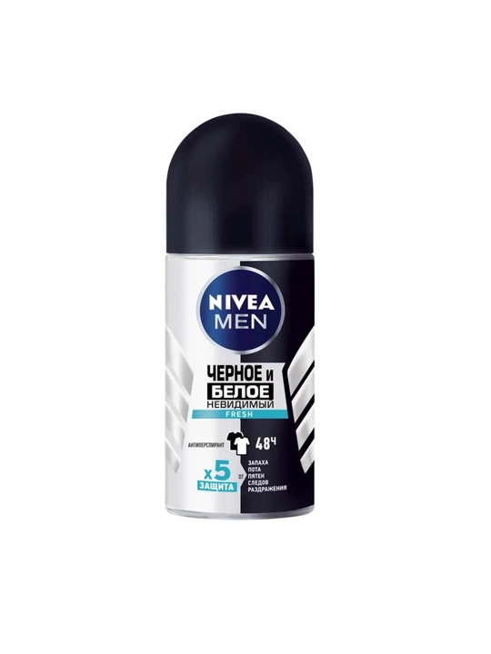 Dezodorant rolik Nivea, erkaklar uchun, Fresh, ko‘rinmas himoya, qora va oq uchun, 50 ml - 