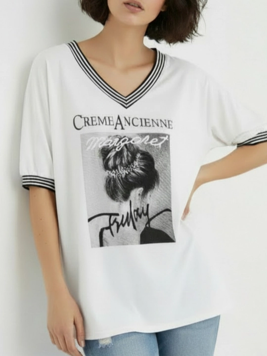 Ayollar uchun printli futbolka katta o‘lchamlar – ELLY FASHION