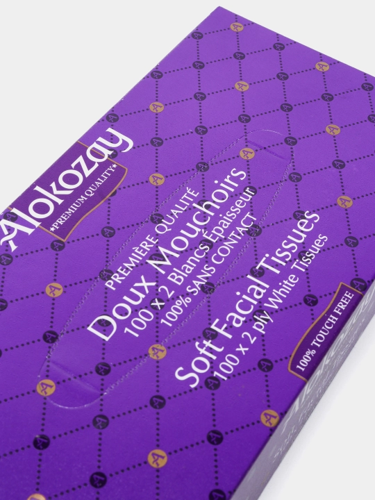 Yuz uchun quruq qog'oz salfetkalar ALOKOZAY, 2 qavatli