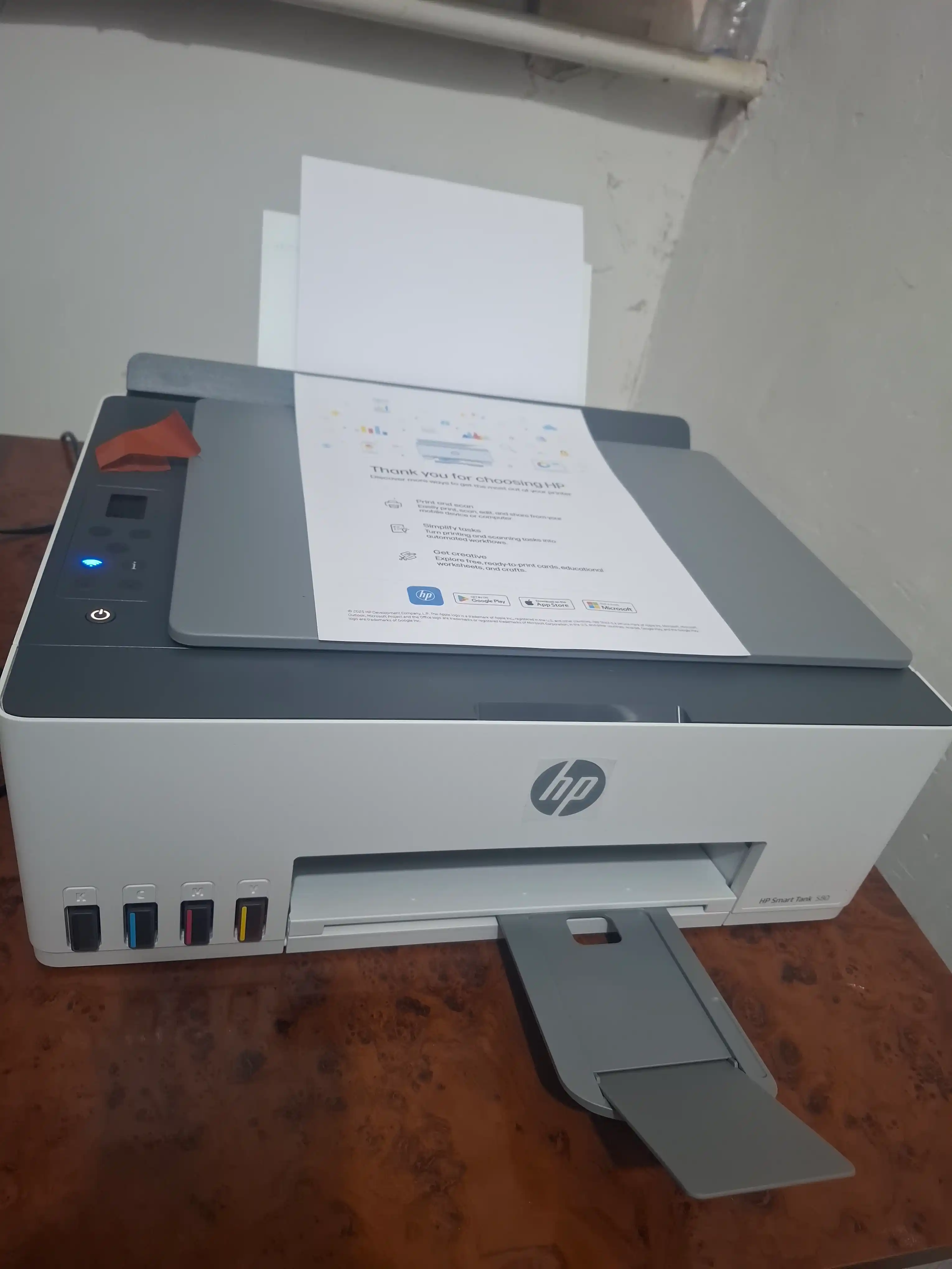HP Smart Tank 580 ko'p funksiyali printeri, Siyohli, Rangli, A4, LCD, USB 2.0, Wi-Fi