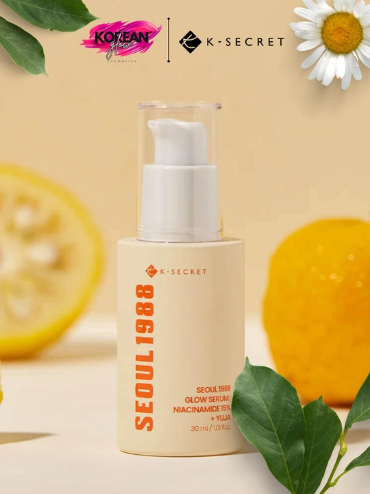 K-SECRET kapsulali tiniqlashtiruvchi zardobi Seoul 1988 Glow Serum: Niacinamide 15% + Yuja