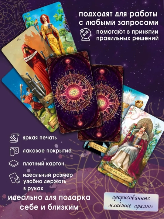 Rider Ueytning "yupqa dunyo" tarot kartalari, 78 ta karta