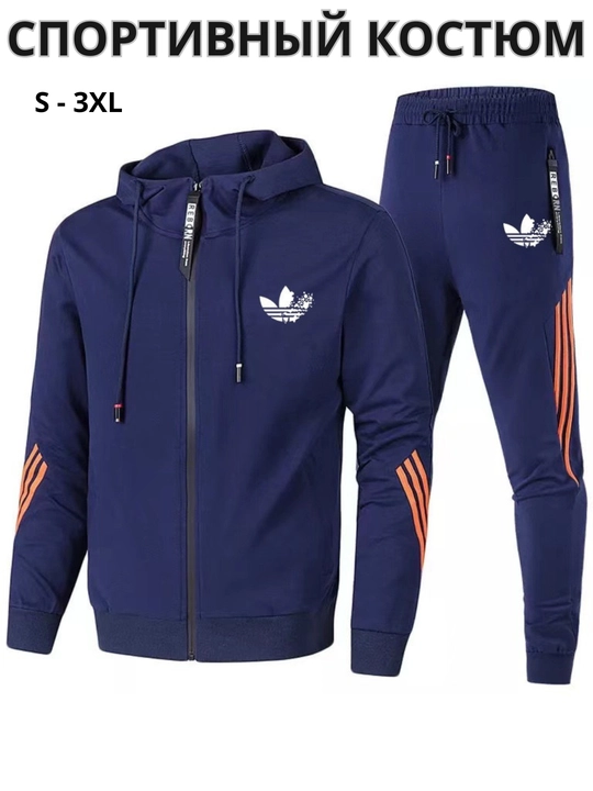 Erkaklar sport kostyumi, ikki qismli, S-3XL o'lchamlari