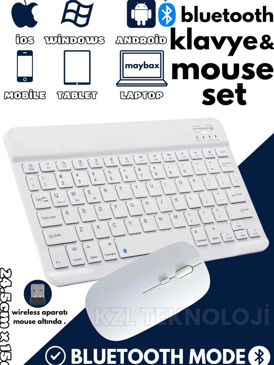 Telefon, noutbuk, televizor uchun simsiz Bluetooth klaviatura va sichqoncha - 