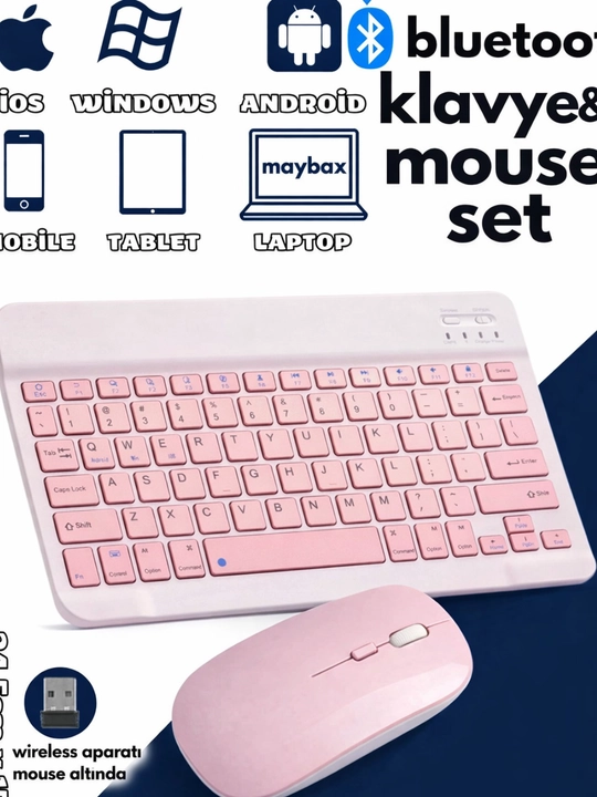 Telefon, noutbuk, televizor uchun simsiz Bluetooth klaviatura va sichqoncha - 