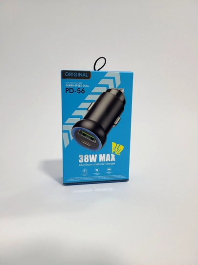 Avtomobil uchun tez zaryadlovchi PD-56, 38W, USB + Type-C, Quick Charge