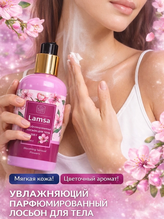 Парфюмированный лосьон для тела Lamsa 250 г – увлажнение, нежный цветочный аромат