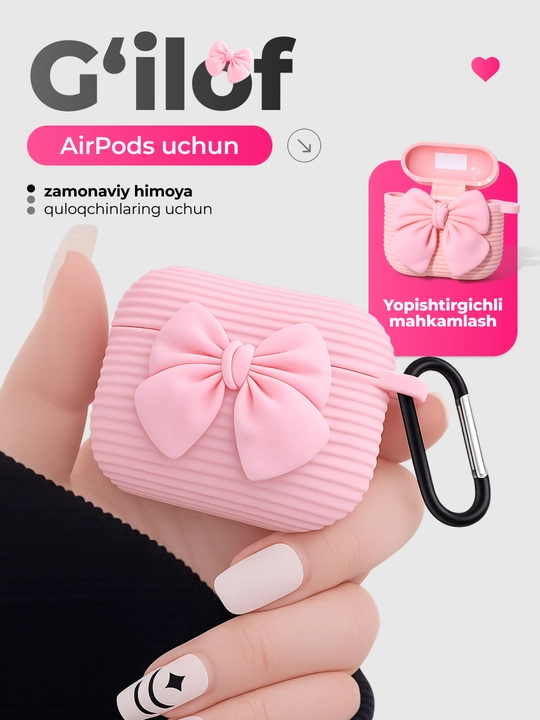 AirPods 1, 2 / Pro simsiz quloqchinlari uchun dekorativ bantli g‘ilof, 3, 4