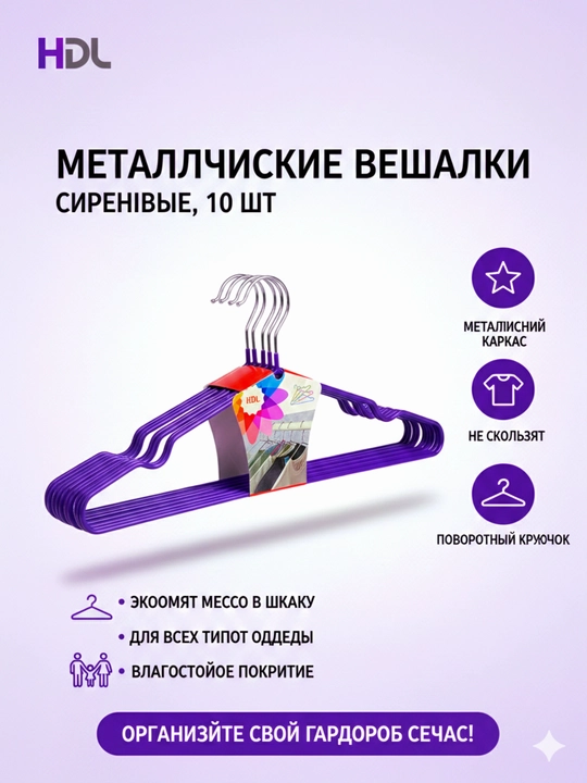 HDL / ZH Kiyimlar uchun metall ilgichlar, 10 dona, sirpanishga qarshi - 