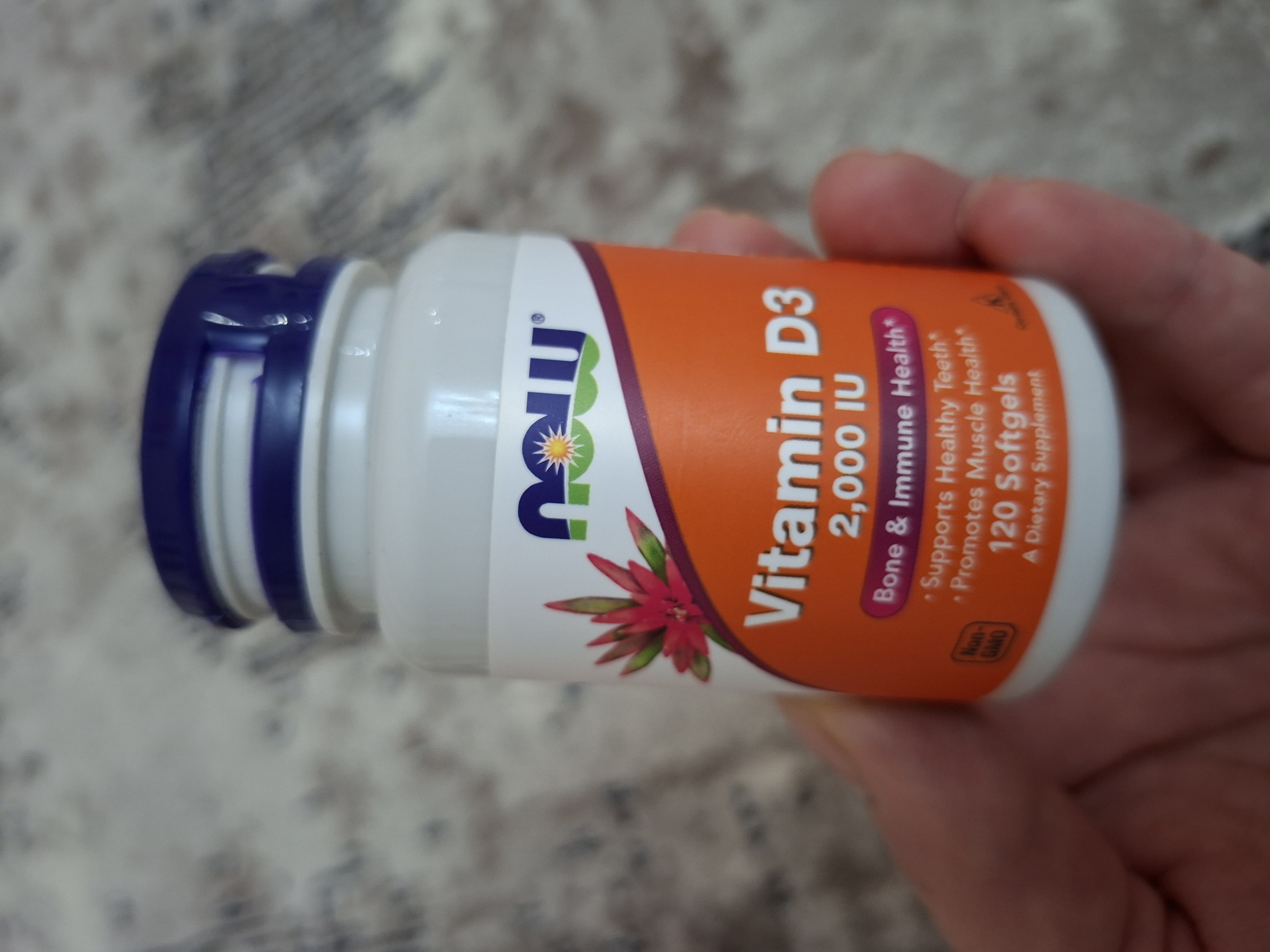 Vitaminlar D3 Now Foods, 2000 IU, 50 mkg, 120 kapsula