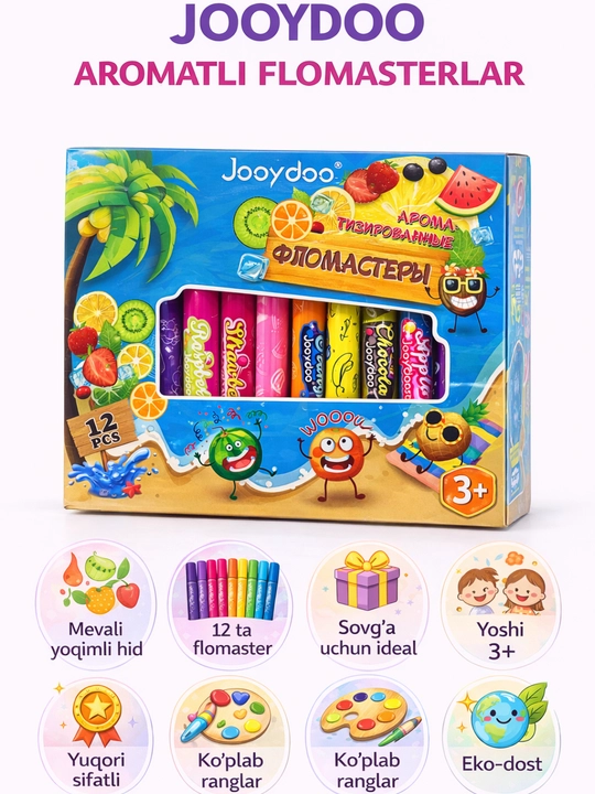 Jooydoo ароматные фломастеры 12 шт (scented markers)  - 