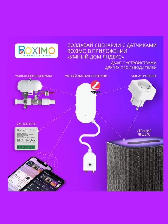 Умный Zigbee датчик протечки воды ROXIMO SZW08