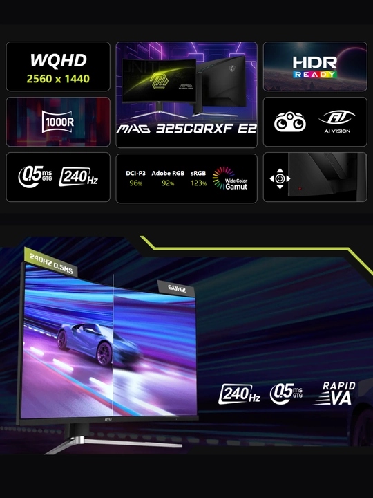 O`yin Monitor MSI PRO 32",24",27",320Hz,180Hz, IPS,1 MS, 1920 x 1080, FHD, 1 Yil Kafolat
