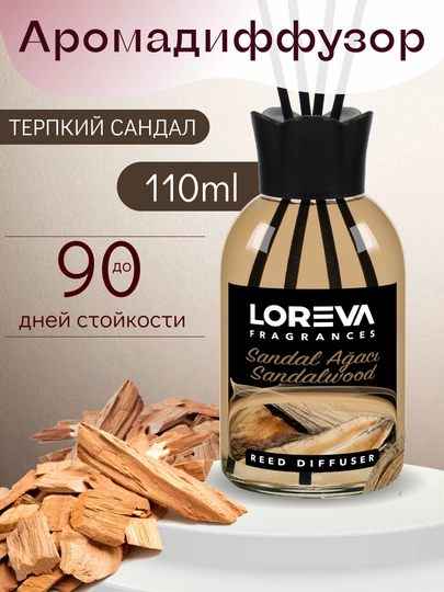 Аромадиффузор для дома с палочками LOREVA Сандал 110 ml подарочный — MELEKGR-САНДАЛ-БЕЖМЕЛ
