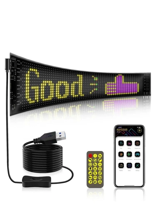 59×12 sm, 500+ GIF va iboralar uchun LED displey, telefondan boshqarish