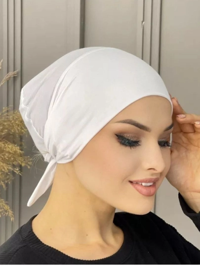 Бони для женщин, под хиджаб и под платок, из хлопка — GIFTMAL-HIJOBBONI-БЕЛЫЙ