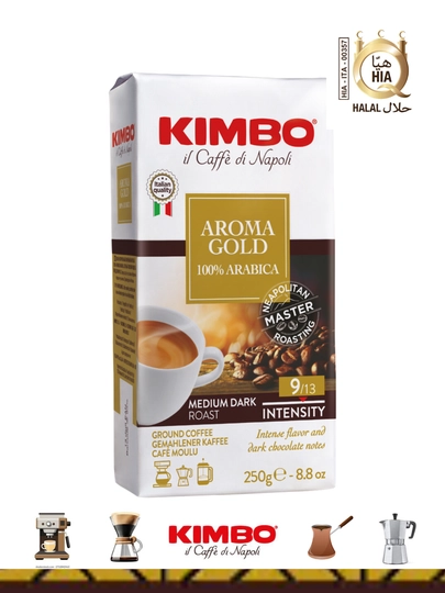 Кофе молотый Kimbo Aroma gold, 100% арабика, в мягкой упаковке, 250 г — KIMBOUZ-AROGRND