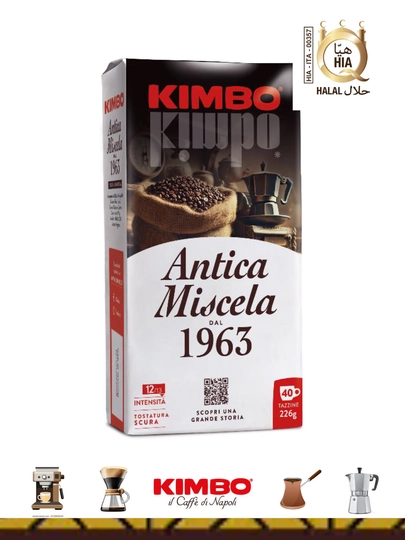 Кофе молотый Кимбо Антика Мишель 1963, 100% Арабика в вакуумной упаковке, 226 гр — KIMBOUZ-CAPSNAM