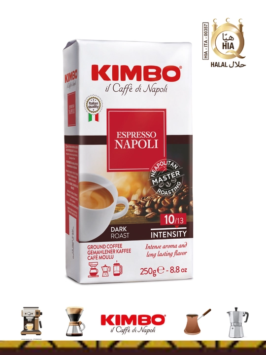 Кофе молотый Кимбо Эспрессо Наполи, 250 гр, натуральный, крепкийвакуумная упаковка - 
