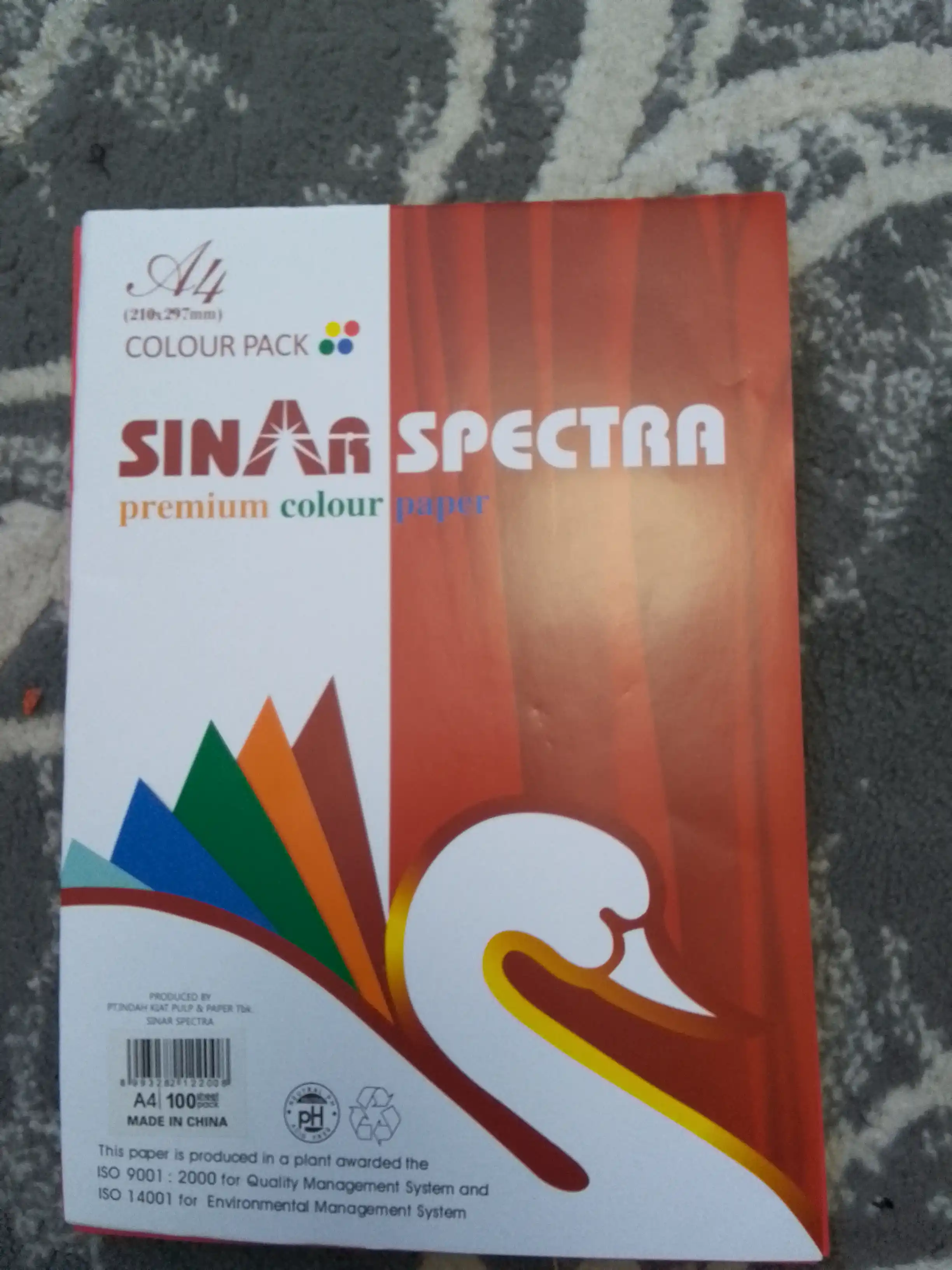 Rangli qog'oz, A4, ofis, maktab, bog'cha uchun, paketda 100 dona. 10 xil rangda