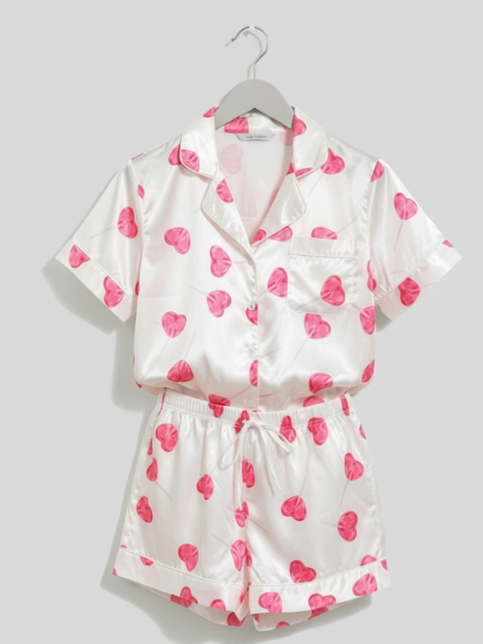 Ayollar pijamasi, yozgi, shortik bilan, ayollar uchun atlas pijama - EllyFashion