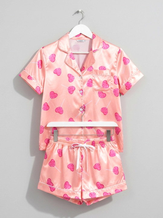 Ayollar pijamasi, yozgi, shortik bilan, ayollar uchun atlas pijama - EllyFashion