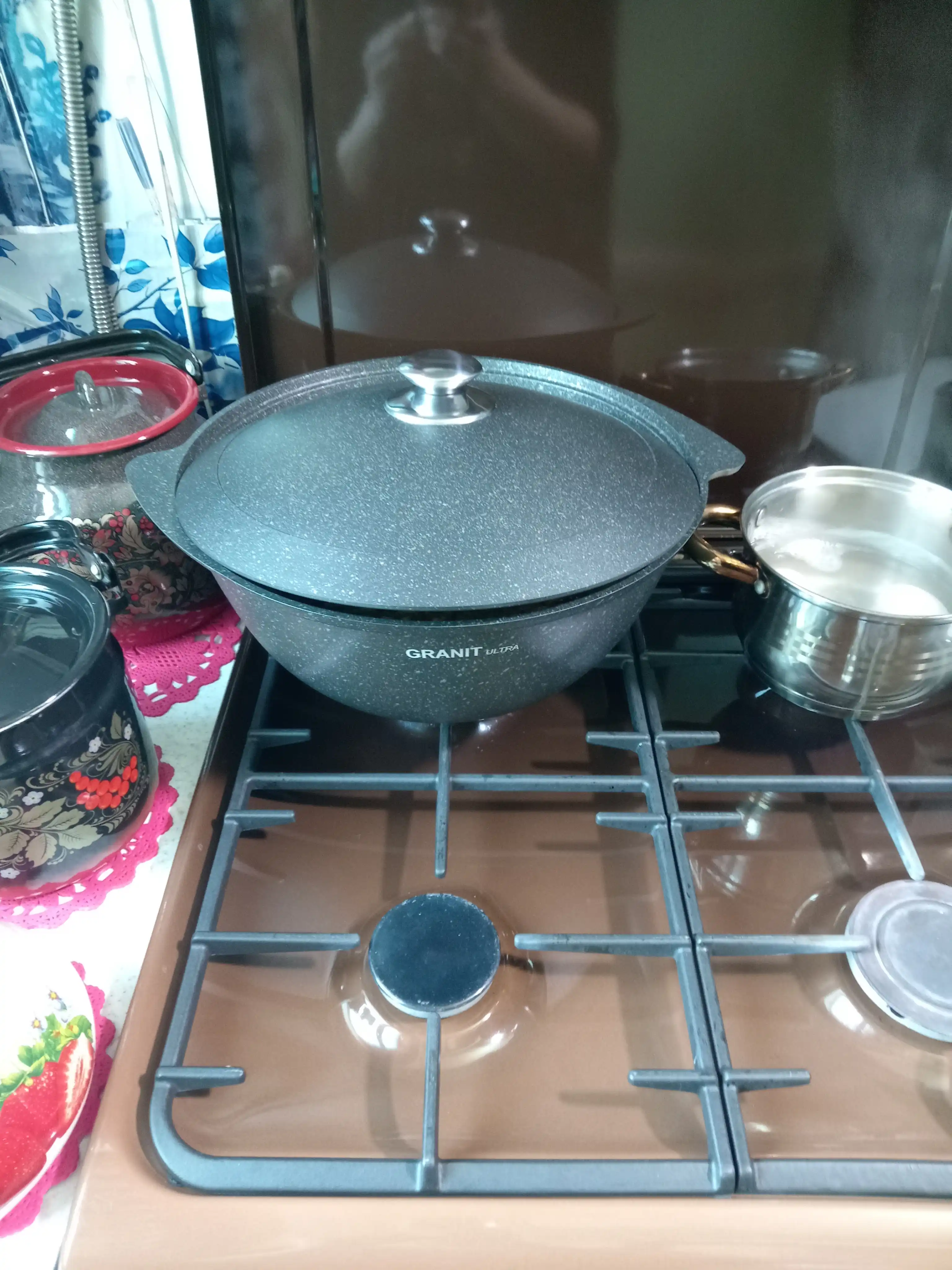 Казан для плова Kukmara, со стеклянной и не стеклянной крышкой, Granit Ultra 