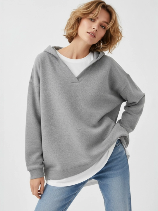 Женский свитшот с капюшоном большие размеры - EllyFashion
