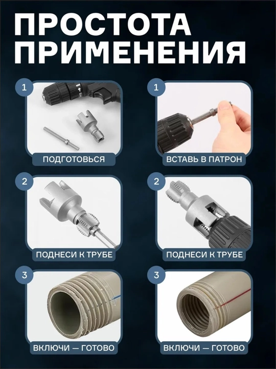 Насадка на шрупаверт, для нарезки резьбы, сверло, для пластиковых труб