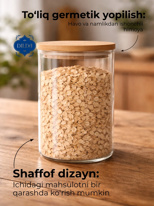 Контейнер для сыпучих продуктов, банка стекло, 1 шт