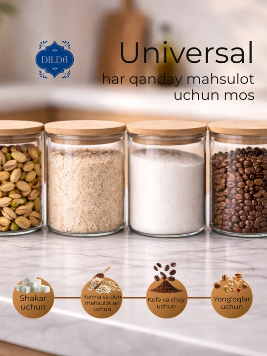Контейнер для сыпучих продуктов, банка стекло, 1 шт