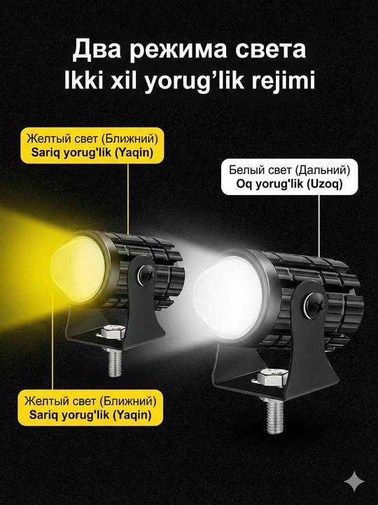 Дополнительная LED фара для мотоцикла, яркий свет, универсальное крепление