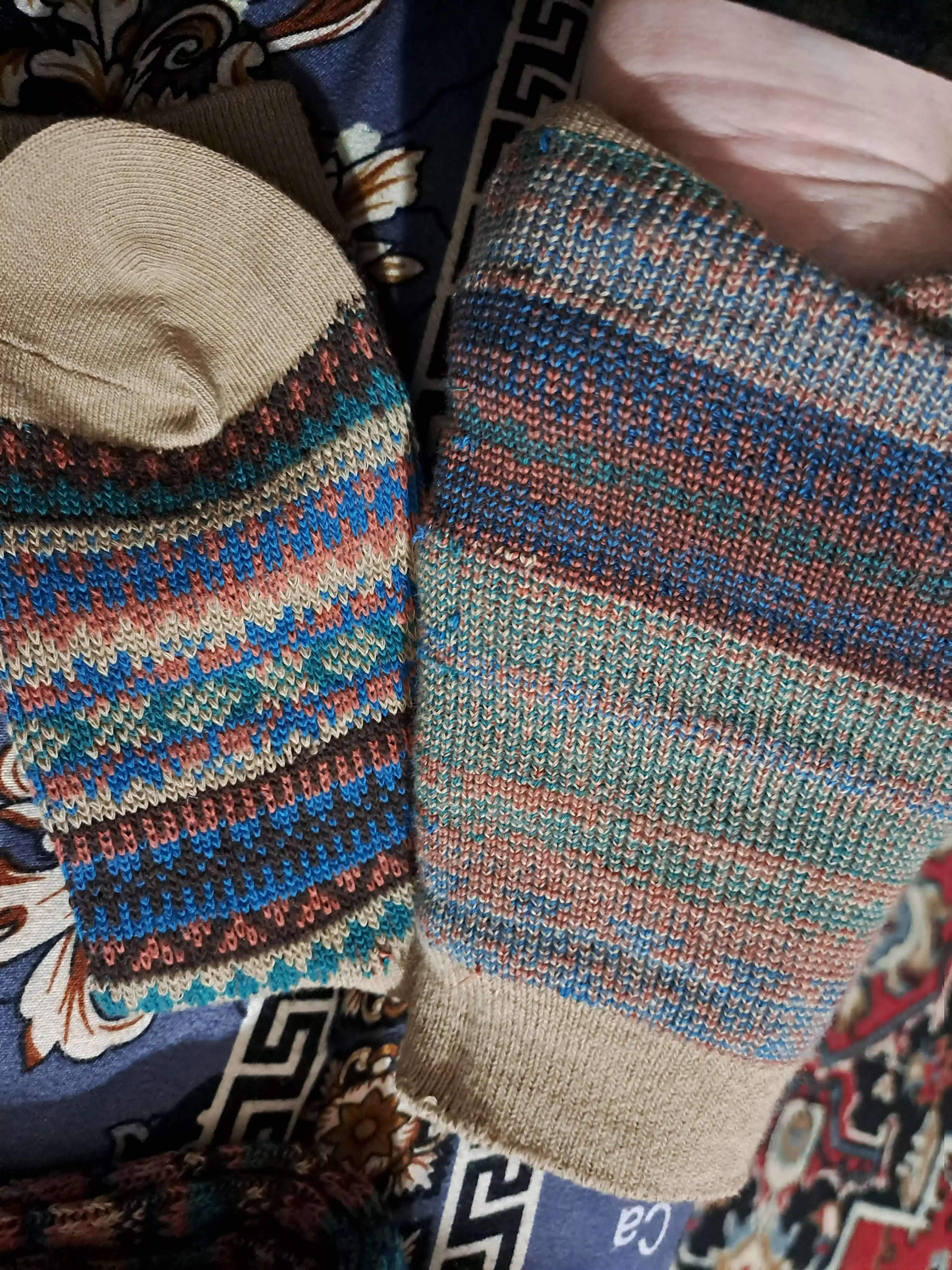 Etnik retro uslubidagi ayollar paypoqlari namlikni yutuvchi, paxta paypoqlari, 3-5 juft