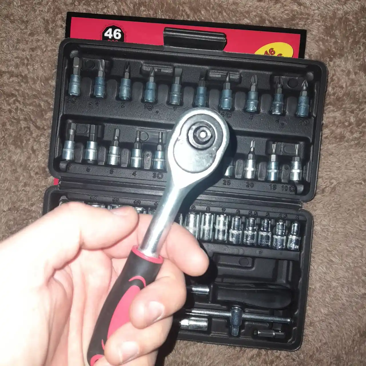 Набор инструментов 46 предметов, набор ключей и головок для авто в кейсе