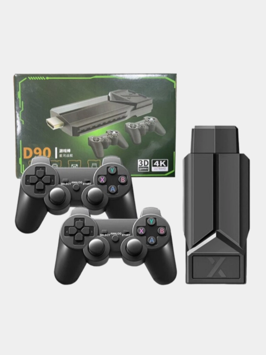 Игровая приставка для ТВ, D90 Game Stick 64 GB, 4k Ultra HD, 2 геймпада, 20000 игр