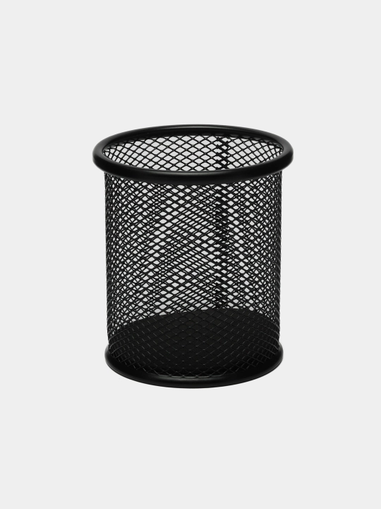 Ruchkalar uchun stakan Deli, metall, dumaloq, qora, 9.8 sm - 