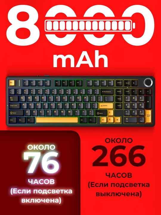 Klaviatura mexanik AULA F99 Pro, RGB yoritish, 3 xil ulanish, inglizcha klaviatura