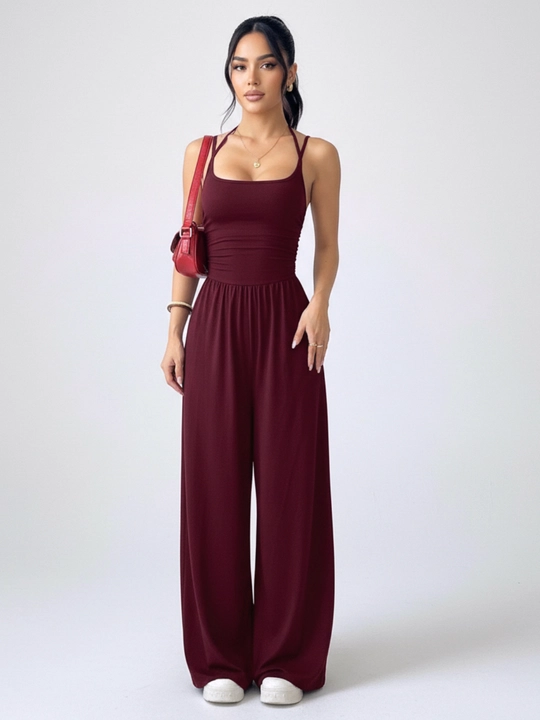 Костюм женский с брюками и футболкой, комбинезон на лямках EllyFashion