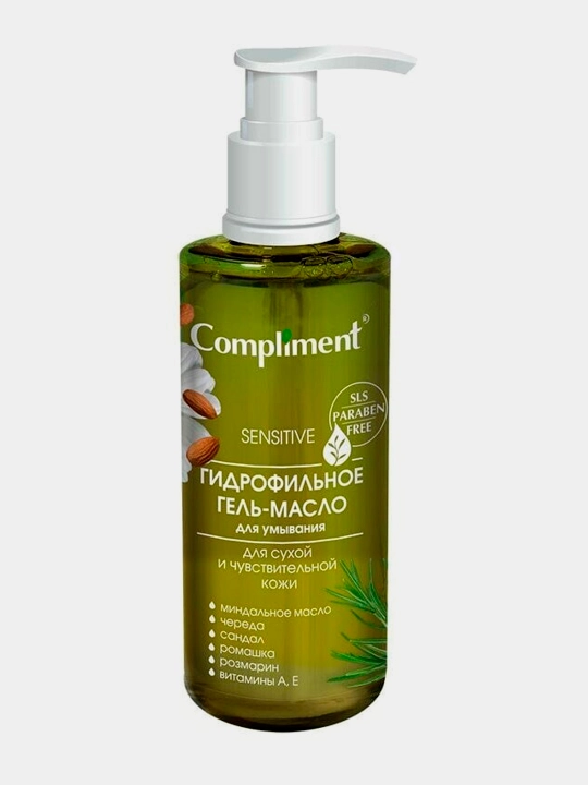 Gel-yog gidrofil yuz yuvish uchun Compliment Sensitive, muammoli yuz uchun, 150 ml - 