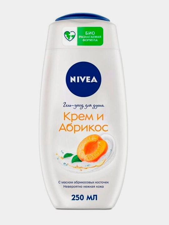 Dush uchun Nivea geli, krem va o‘rik, 250 ml - 
