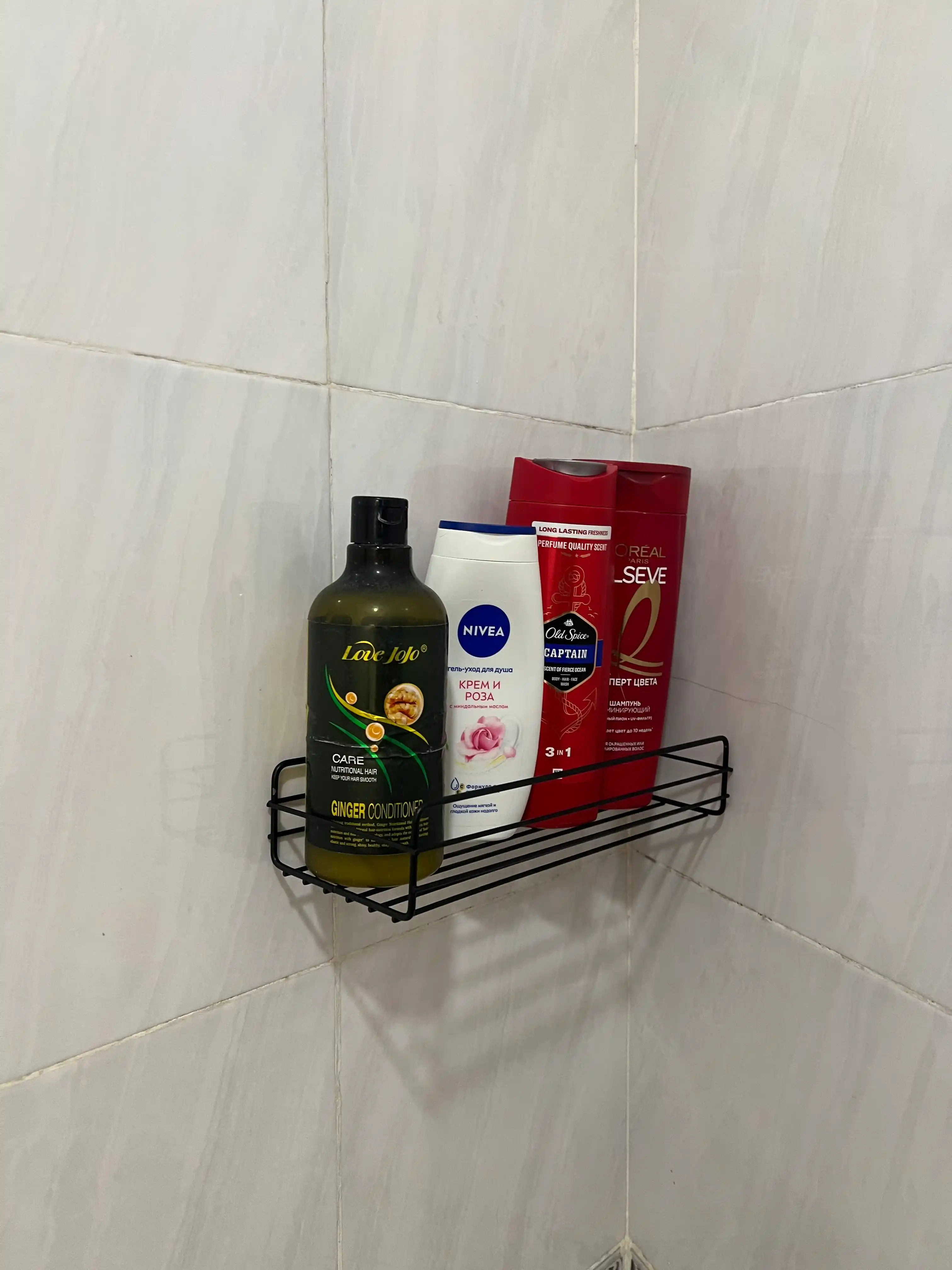 Hammom uchun devor tokchasi, shampun va dush uchun javon, oshxona savati