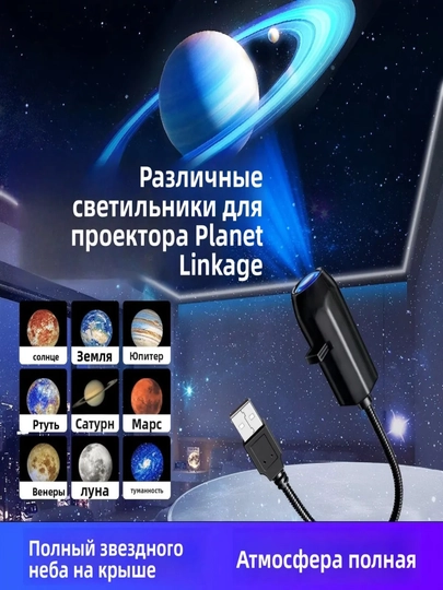 Светодиодный ночник-проектор «Звёздное небо и Луна», 3D-эффект, для детей и дома — AXONNEO-2025001