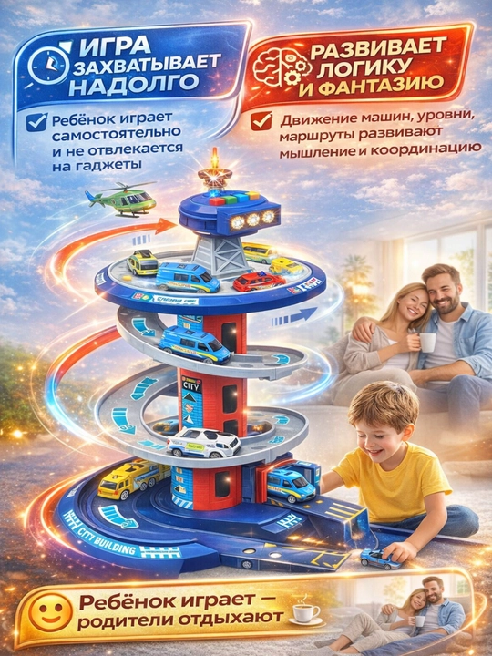 Детский игровой гараж, игрушка с машинками, игровой гараж для машинок