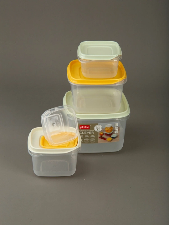 Комплект контейнеров для продуктов, с крышками, с декором, 3, 4, 5, 6 шт