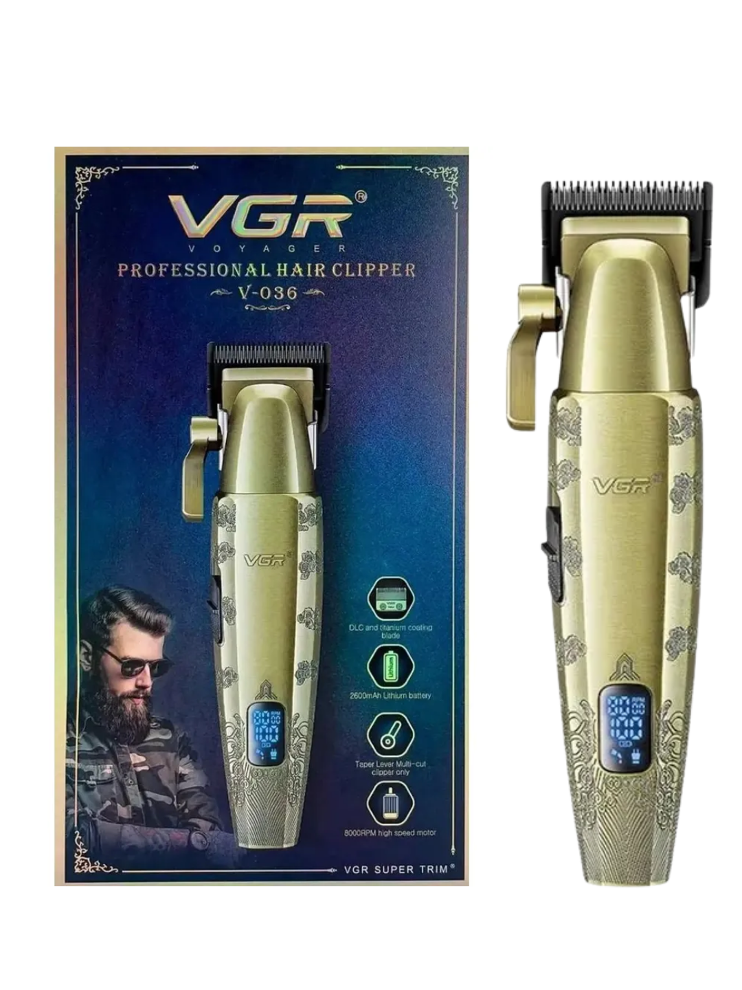 Профессиональный триммер для бороды, машинка станок для стрижки VGR - 